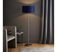 Charlie Silver Chrome Stem Floor Lamp Light with Velvet Lamp Shade ValueLights Navy 18 inches