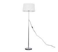 Valuelights Charles Chrome Floor Lamp With White Linen Shade And Bulb