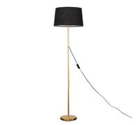 Valuelights Charles Gold Floor Lamp With Black Linen Shade And Bulb