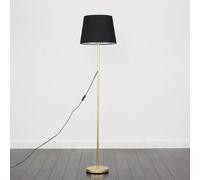 Valuelights Charles Gold Floor Lamp With Black Tapered Shade And Bulb