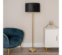 Valuelights Charles Gold Floor Lamp With Black Velvet & Metallic Shade And Bulb