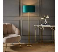 Valuelights Charles Gold Floor Lamp With Green Velvet & Metallic Shade
