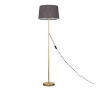 Valuelights Charles Gold Floor Lamp With Grey Linen Shade