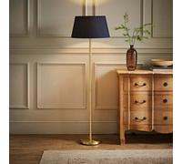 MiniSun Modern Gold Metal Standard Floor Lamp with a Navy Blue Tapered Shade