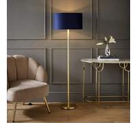 Valuelights Charles Gold Floor Lamp With Navy Velvet & Metallic Shade