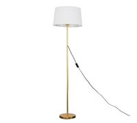 Valuelights Charles Gold Floor Lamp With White Linen Shade