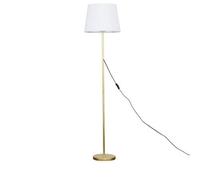 Modern Gold Metal Standard Floor Lamp with a White Tapered Shade