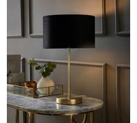Charlie Gold Stem Table Lamp Light with Velvet Shade ValueLights Black 10 inches