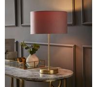 ValueLights Charlie Gold Stem Table Lamp Light with Velvet Shade in Dusty Pink | Size: 10 inches ValueLights Dusty Pink 10 inches
