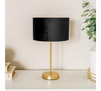 Valuelights Charles Gold Table Lamp With Metallic & Black Velvet Shade And Bulb