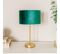 Valuelights Charles Gold Table Lamp With Metallic & Green Velvet Shade And Bulb
