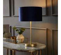 Valuelights Charles Gold Table Lamp With Metallic & Navy Velvet Shade