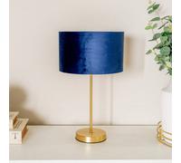 Valuelights Charles Gold Table Lamp With Metallic & Navy Velvet Shade And Bulb