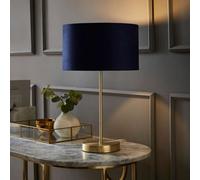 ValueLights Charlie Gold Stem Table Lamp Light with Velvet Shade in Navy | Size: 10 inches ValueLights Navy 10 inches