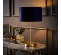 Valuelights Charles Gold Table Lamp With Navy Velvet Shade And Bulb