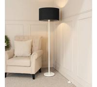 Valuelights Charles White Floor Lamp With Black Drum Shade And Bulb