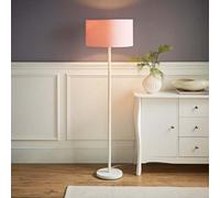 ValueLights | White Metal Single Stem Floor Lamp with Blush Pink Fabric Drum Lampshade for Living Room Lounge | Floor Lamps, Home Décor & Improvement Essential