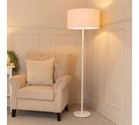 Valuelights Charles White Floor Lamp With Blush Drum Shade And Bulb