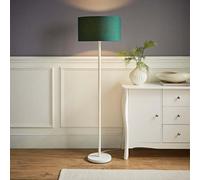 Valuelights Charles White Floor Lamp With Green Drum Shade