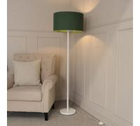 Valuelights Charles White Floor Lamp With Green Drum Shade And Bulb
