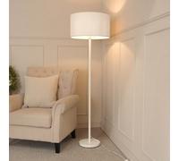 Valuelights Charles White Floor Lamp With Grey Drum Shade