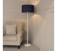 Valuelights Charles White Floor Lamp With Navy Drum Shade