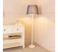 Charlie White Single Stem Floor Lamp with Fabric Tapered Shade and LED Bulb ValueLights Navy One Size