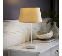 Charlie White Metal Single Stem Table Lamp with Fabric Tapered Lamp Shade ValueLights Beige One Size