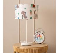 Valuelights Charles White Table Lamp With Cartoon Dino Print Shade And Bulb