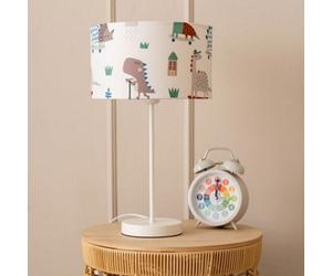 Valuelights Charles White Table Lamp With Cartoon Dino Print Shade And Bulb