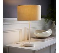 ValueLights Charlie White Stem Table Lamp with Natural Drum Lamp Shade