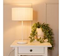 Valuelights Charles White Table Lamp With Drum Shade And Bulb