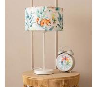 Valuelights Charles White Table Lamp With Jungle Print Shade And Bulb