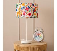 Valuelights Charles White Table Lamp With Tropical Print Shade