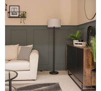 MiniSun | Modern Standard Floor Lamp in a Black Metal Finish with a Grey Drum Shade | Floor Lamps & Torchieres, Home Décor, Improvement & Lifestyle Essential