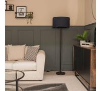 Charlie Black Floor Lamp Large Blue Shade ValueLights Black One Size