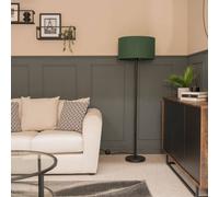 Charlie Black Floor Lamp Large Green Shade ValueLights Black One Size