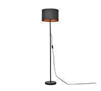 MiniSun Standard Floor Lamp Base in a Black Metal Finish with a Black/Gold Drum Shade