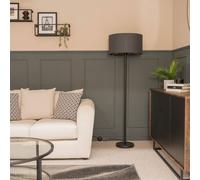 Valuelights Charlie Black Floor Lamp With Large Charcoal Shade Black