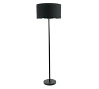 ValueLights Charlie Black & Chrome Lamp Shade Black Stem Floor Lamp