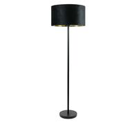 Charlie Black Stem Floor Lamp with Black Velvet and Gold Inner Lamp Shade & Bulb ValueLights Black One Size