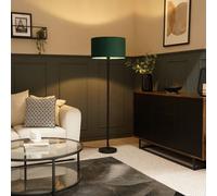 ValueLights | Modern Standard Floor Lamp in a Black Metal Finish with a Forest Green Velvet Drum Shade | Floor Lamps, Home Décor & Improvement Essential