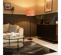 Valuelights Charlie Black Stem Floor Lamp Light With Velvet Lamp Shade In Dusty Pink Dusty Pink 18 inches