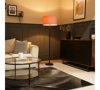 Charlie Black Stem Floor Lamp Light with Velvet Lamp Shade ValueLights Dusty Pink 18 inches