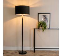 Charlie Black Stem Floor Lamp with Black and Chrome Inner Lamp Shade and Bulb ValueLights Black One Size