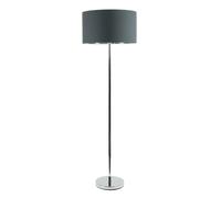ValueLights Charlie Charcoal & Chrome Shade Chrome Stem Floor Lamp