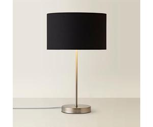 ValueLights | Charlie Brushed Chrome Stem Table Lamp with Black & Chrome Inner Shade | Table Lamps, Home Décor & Improvement Essential