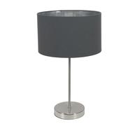 ValueLights Charlie Chrome Table Lamp with Charcoal and Chrome Shade