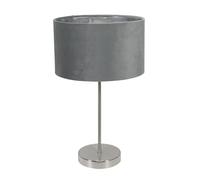ValueLights | Charlie Brushed Chrome Stem Table Lamp with Grey Velvet & Chrome Inner Shade & Warm White Bulb | Table Lamps, Home Décor & Improvement Essential