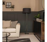 ValueLights Chrome Charlie Floor Lamp with Large Navy Reni Shade